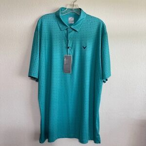 Callaway Polo Shirt Men's Large Green Short Sleeve Golf Opti-Dri Performance‎
